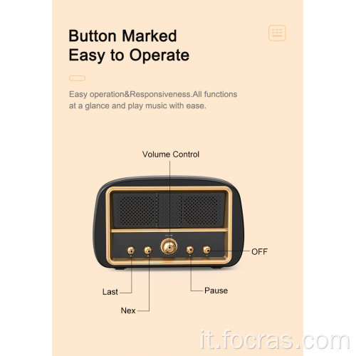 Piccola radio portatile retrò con Bluetooth